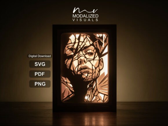 Abstract Woman Portrait Lightbox Design