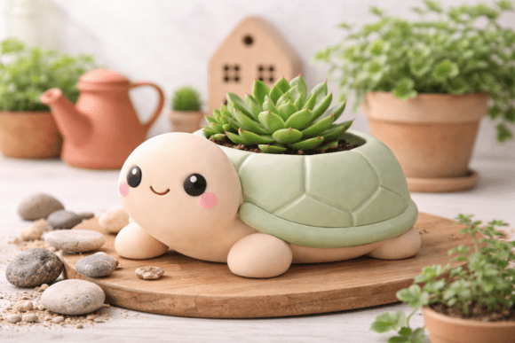 Cute Turtle Planter: Ceramic Animal Decor
