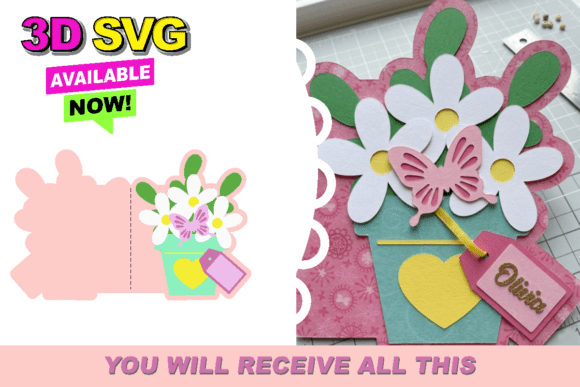 Floral Pot Greeting Card SVG: Elevating Handmade Gifts with 3D Paper Art