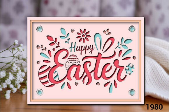 Happy Easter SVG Layered Typography 1980 Design