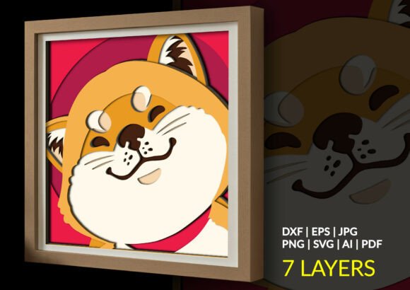 Happy Smiling Shiba Inu Dog Shadow Box: A Layered Papercut Project for Every Space