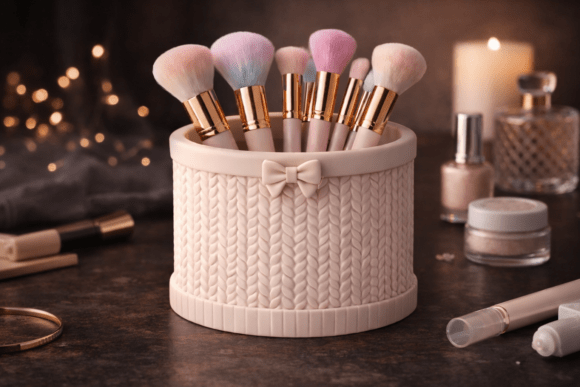 Knitted Makeup Brush Holder STL: Organize Your Vanity with 3D Printed Efficiency