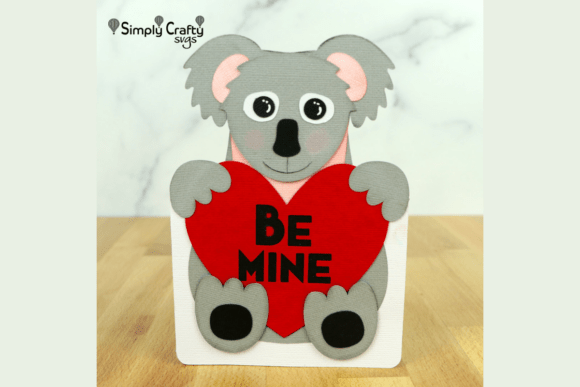 Koala Valentine’s Card SVG: 3D Layered Design