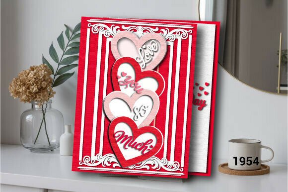 Love You so Much Valentine Gift Card1954: Integrating a 10-Layer Papercut Design into Creative Workflows