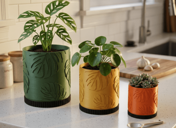Monstera Planter and Tray, 3 Sizes, STL: Strategic Application for Custom Interiors