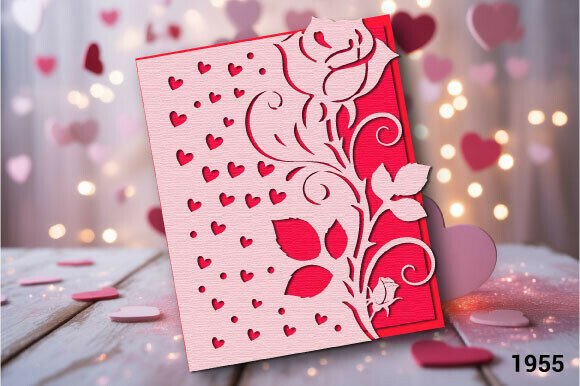 Rose Heart Valentine Card SVG Layer 1955 Design Guide