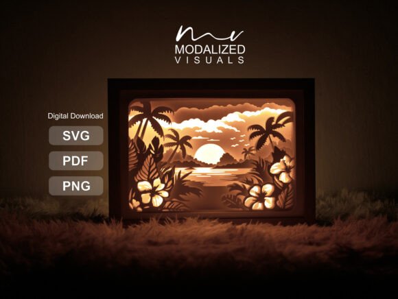 Seaside Ocean Lightbox Paper Art Guide