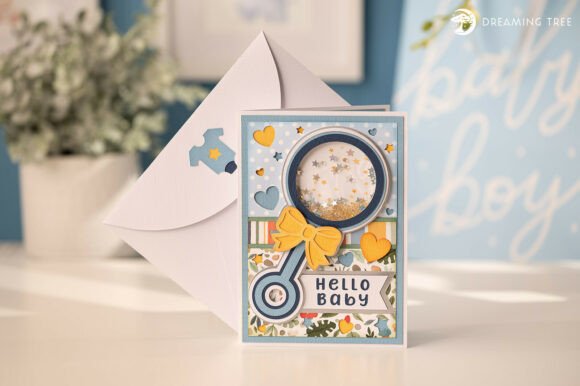 Shake, Rattle Love Card SVG: Interactive Baby Greetings