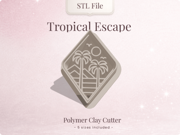 Tropical Escape - Clay Cutter STL: Crafting Sunset Silhouettes for Polymer Clay Jewelry